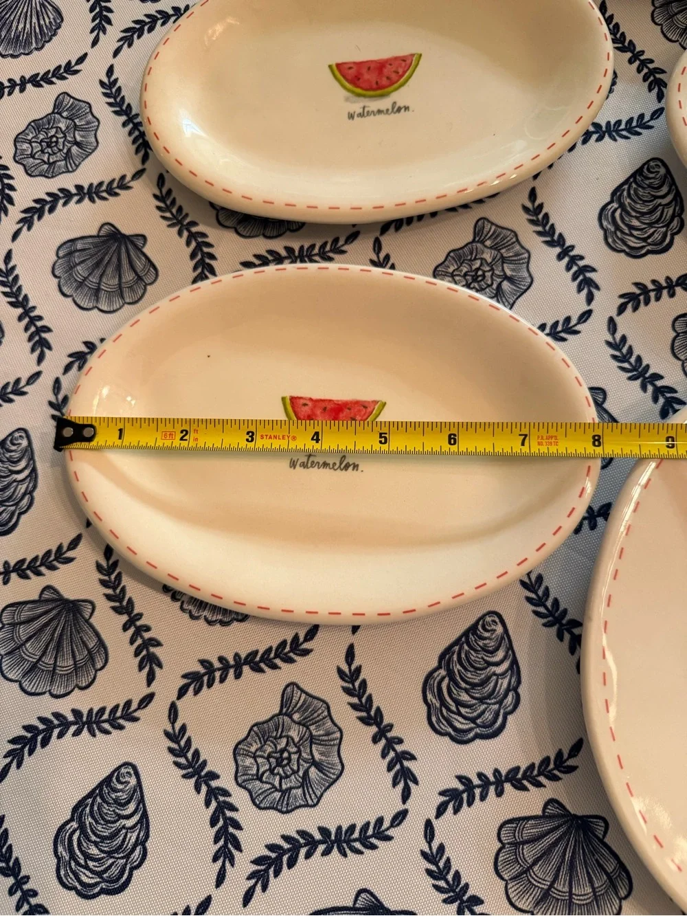 Rae Dunn Watermelon Ceramic Serving Platter Oval Plate Dish Set Napkin Holder